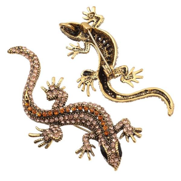 トカゲ ブローチ ラインストーン ストーン プレゼント ガーリー 可愛い スチームパンク ハロウィン...