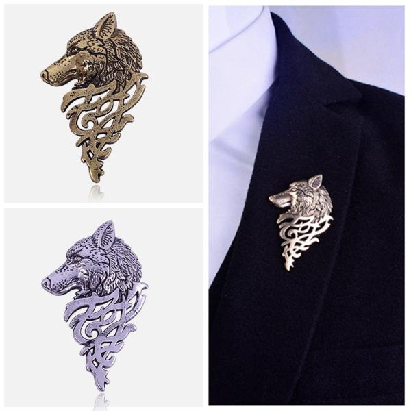 ウルフ ブローチ オオカミ 狼 メンズ ピンズ カフス プレゼント ちょい悪 カッコイイ スチームパ...
