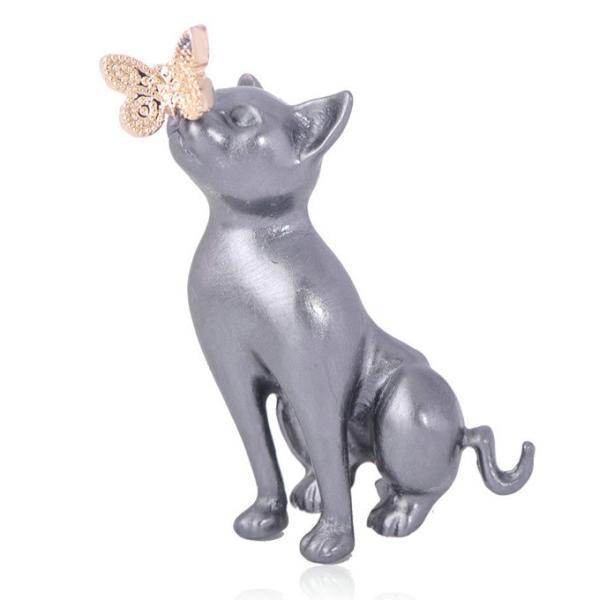 猫 蝶々 ブローチ プレゼント ネコ ねこ 黒猫 ちょうちょ 虫 ピンズ ギフト エレガント 可愛い...
