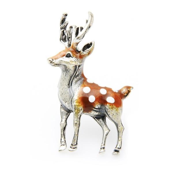 ブローチ 鹿 シカ バンビ ヴィンテージ エナメル 女性 レディース ファッション ジュエリー アク...