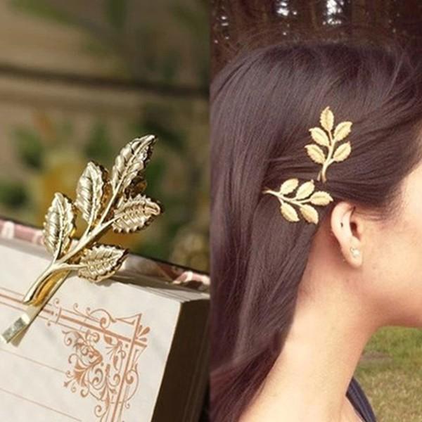 ヘアピン リーフ 植物 葉っぱ 葉 カエデ ペア セット スチームパンク ガーリー ゴールド 花 真...