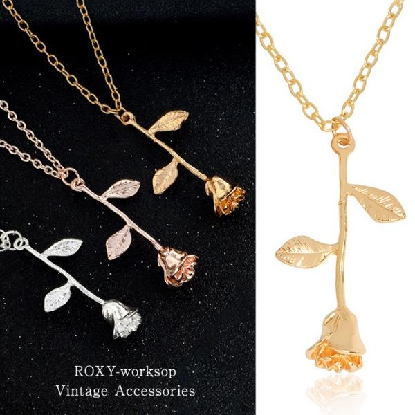 ローズ ネックレス ペンダント シンプル チョーカー エレガント ファッション ガーリー レディース...