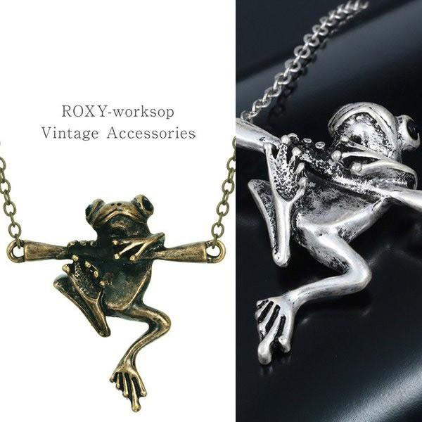 ネックレス ペンダント カエル 蛙 かえる チョーカー 蛙 和風 和物 ハロウィン 可愛い ヴィンテ...
