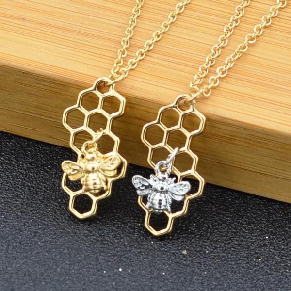 蜂 ネックレス ハチ ミツバチ 蜜蜂 虫 ペンダント ハニー 可愛い 蜂の巣 昆虫 レディース Be...