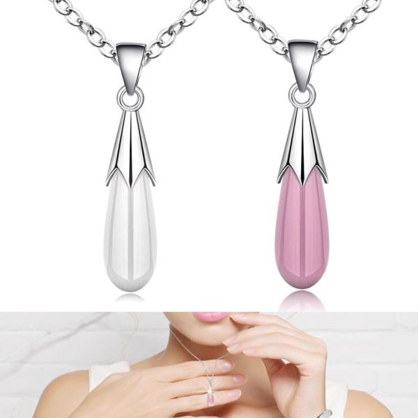 ネックレス レディース ティアドロップ 涙型 セクシー エレガント クリスタル ローズクォーツ スト...