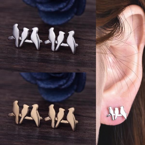 ピアス 鳥 渡り鳥 スタッドピアス 小鳥 野鳥 インコ シンプル アクセサリー 大人 可愛い ガーリ...