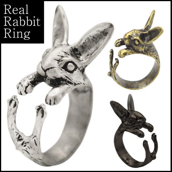 ラビット フープ フープリング リアル ウサギ うさぎ 兎 9〜23号 指輪 ゆびわ フリーサイズ ...