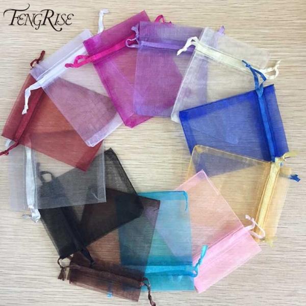 10枚入り オーガンジー巾着袋 無地 アクセサリーバック ラッピング ギフト リボン オーガンジー ...