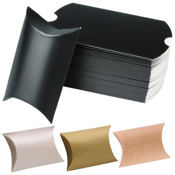 10枚入り ギフトボックス ピローボックス アクセサリー ラッピング クラフト ゴールド シルバー ...