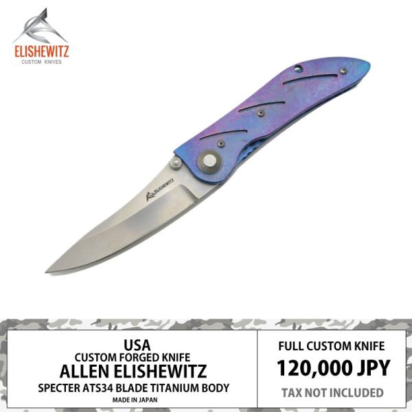 カスタムナイフ ATS34 アレン エリシュウィツ 作 スペクター チタン グリップ ステンレス 米...