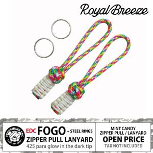 ロイヤルブリーズ  EDC フォゴ ミント キャンディー 2本セット 425 パラコード ジッパープル ランヤード 蓄光 スチールリング付き｜royal-breeze