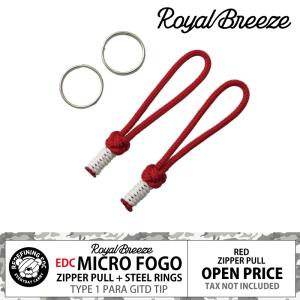 ロイヤルブリーズ EDC マイクロ フォゴ レッド 2本セット パラコード ジッパープル 日本製 ダブルリング付き