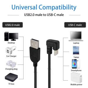 U字 USB Type-Cケーブル3A USB Cケーブル, 180度USB-C to USB A急速充電ケーブル 30cm｜royal-monster