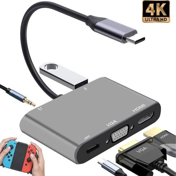 USB-C Type C ハブ Type-C to HDMI/VGA/Type-C /USB3.0 ...