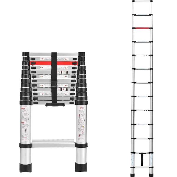 伸縮はしご 3.8m アルミはしご 耐荷重150kg 持ち運びやすい 折り畳み 伸縮梯子 多機能 自...