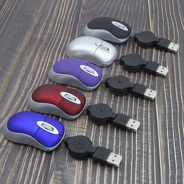 【 USB(A) マウス 】ミニマウス  有線 巻き取り式 小型マウス 1000DPI 光学式マウス...