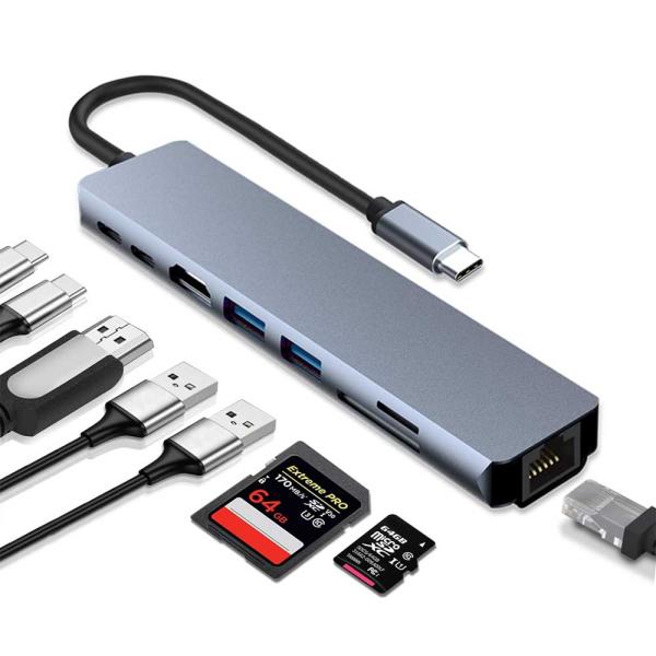USB C ハブ 8in1 Type C ハブ  4K HDMIポート / LAN 100Mbps ...