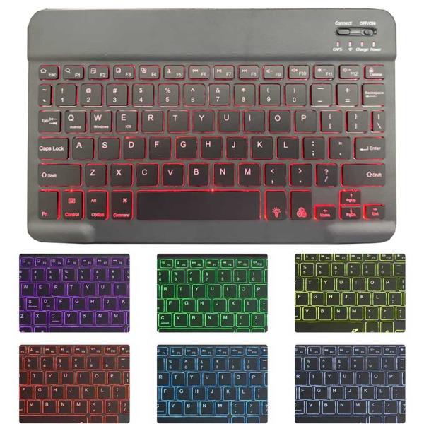 極薄 Bluetoothキーボード10-12インチタブレット汎用 タブレットキーボード RGB 7色...