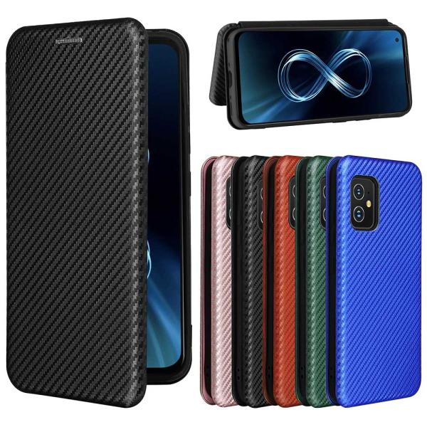 ASUS ZenFone 9 ゼンフォン9 手帳型ケース 薄型 カーボンファイバー 炭素繊維カバー ...
