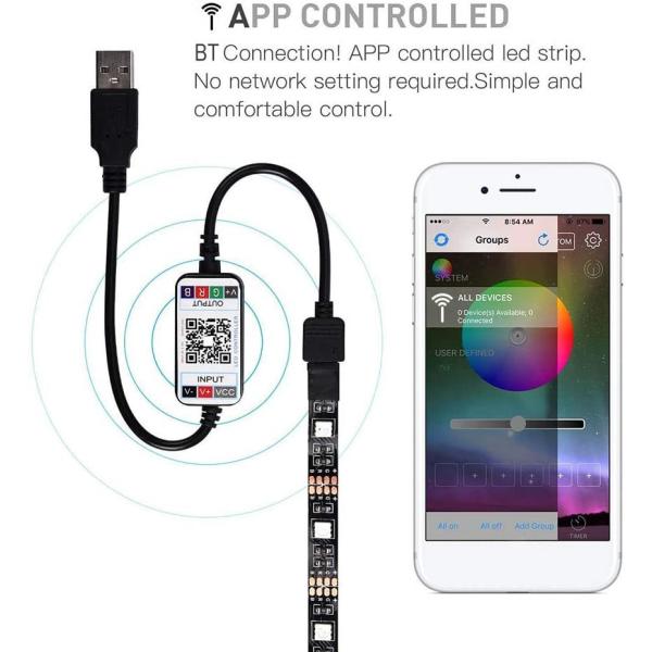 5m LED テープライト USB電源 APP制御 LEDテレビバックライトキット RGB 防水 D...