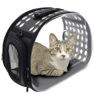 送料無料 ペット キャリーバッグ 小型犬 猫 小動物 旅行 通院 移動 肩掛け 手提げ ショルダーバッグ ボストンバッグ 透明 メッシュ素材 折りたたみ式｜royal-monster