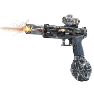 水鉄砲 Sサイズ 電動 連射式 ウォーターガン LED灯光噴火バージョン 300ML貯水タンク搭載 水漏れ防止 超強力飛距離 7-8m 大人 子供 夏祭り 水遊び