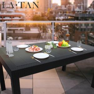 ガーデンテーブル 90×150cm LA・TAN | ガーデン テーブル 屋外 ブラック ベランダ 屋外テーブル バルコニー ラタン テラス ラタン調 屋外家具 屋外用 パラソル