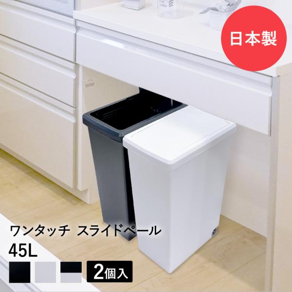 スライドペール 45L ゴミ箱 2個セット | ごみ箱 ダストボックス ゴミ入れ キャスター付き キ...