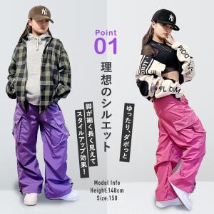 キッズダンス衣装 赤 キッズ カーゴパンツ ダ...の詳細画像4