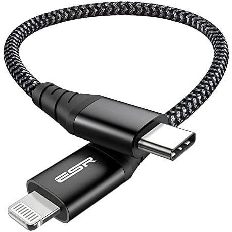 ESR USB C to Lightningケーブル 0.2 m MFi認証取得 編組ナイロン PD...