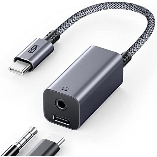 ESR USB Cイヤホンアダプター 2-in-1 USB C to 3.5 mmヘッドホンジャック...
