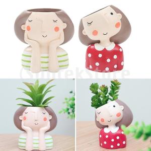 2パックの装飾的な小さい植木鉢プランターの表示植木鉢の女の子の庭