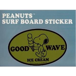 【即納】ピーナッツ(PEANUTS)サーフステッカー0058SURF STICKER"スヌーピーicecream<br>縦8.5cm横13.5<br>｜roycesurf