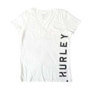 アウトレット品 Hurley ハーレー ビッグロゴ Vネック Tシャツ GTS0003160 XL 白 半袖Tシャツ レディース｜roys-clothing
