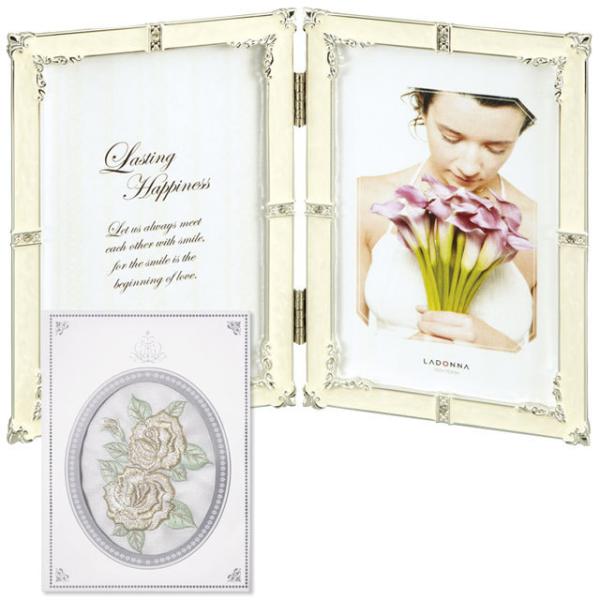 結婚祝い フォトフレーム ブライダル エレガント 刺繍 ダイヤモンドローズ