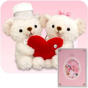 電報 ぬいぐるみ 結婚式 祝電 プレゼント ハートフルベア Mサイズ 祝電 ロイヤルローズピンク