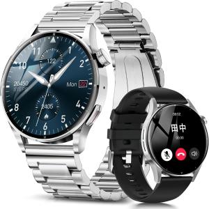 FOSMET QS39 スマートウォッチ 丸型 メンズ iPhone アンドロイド対応 smart watch Bluetooth5.3 通話機能付｜rozeostore
