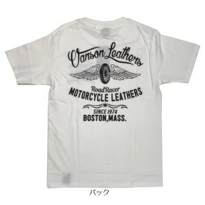 XLサイズ VANSON バンソン WHEEL&WING 半袖Tシャツ 882V068 ホワイト｜rpsksp