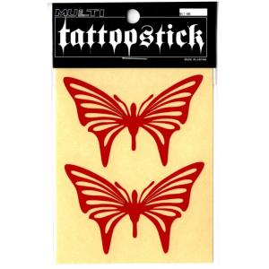 TATOO STICK BATT タトゥー リフレクターステッカー 蝶 レッド 台紙H(約9.5×12.5cm) TSR-032-BATT-M｜rpsksp