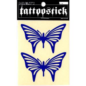 TATOO STICK BATT タトゥー リフレクターステッカー 蝶 ブルー 台紙H(約9.5×12.5cm) TSR-035-BATT-M｜rpsksp