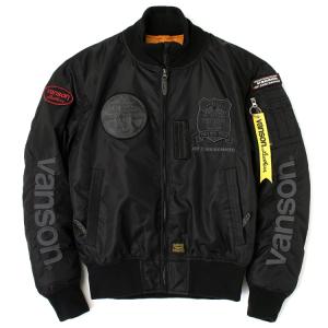 【在庫あり 即納】バンソン XLサイズ VANSON VS23109W MA-1ジャケット ブラック/ガンメタル XL  MA-1 JACKET (秋冬モデル)｜rpsksp