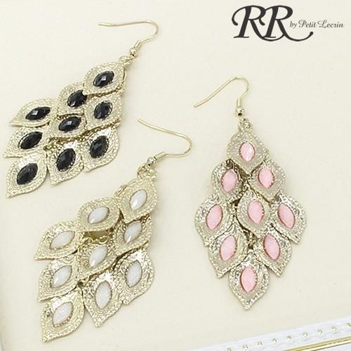 ピアス ゴージャス リーフ型 ピアス ゆらゆら 大きめ キラキラ ピアス