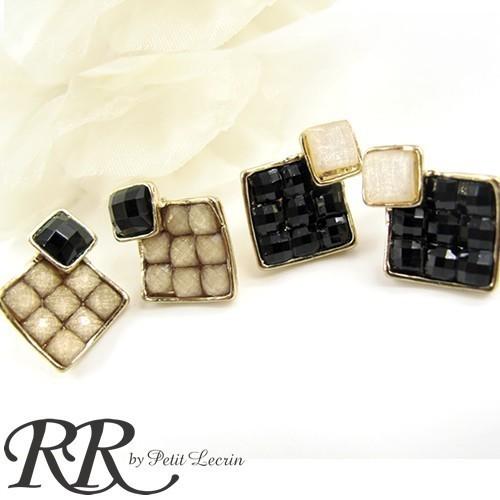 レディース アクセサリー ピアス モード ラメ スクエア アクリル ストーン カッティング エレガン...