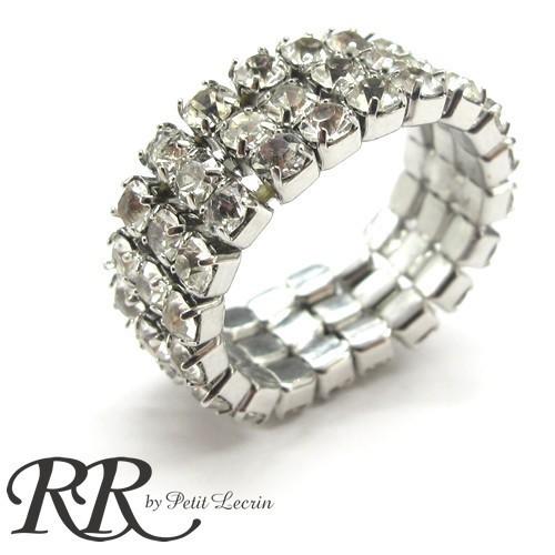 リング 指輪  レディース ラインストーン ビジュー ゴム フリーサイズ