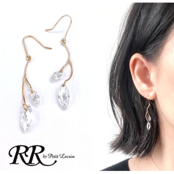 ピアス  ぶら下がり クリスタル カットガラス ピアス  シンプル  ゴールド  プチプラ  レディ...