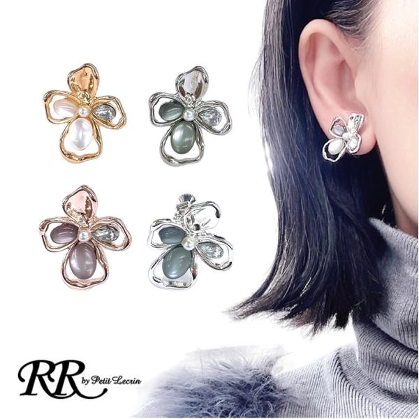 イヤリング フラワー メタル イヤリング キラキラ  ゴールド シルバ ープチプラ 大人可愛い イヤ...