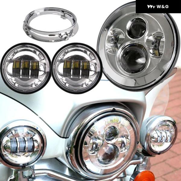 並行輸入品 7インチ クローム LED プロジェクター ヘッドライト 4.5インチ フォグ パッシン...