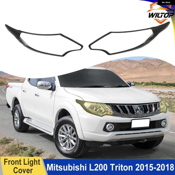 並行輸入品 三菱 L200トライトンMQ 2015-2018用 ヘッドライト カバー ABSマットブ...