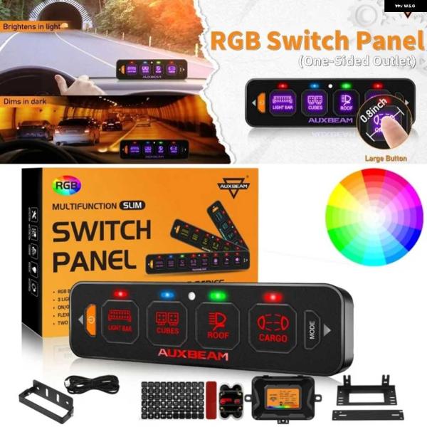 並行輸入品4GANG RGBスリムスイッチ パネル トグル/モーメンタリー/パルスモード対応 片側コ...