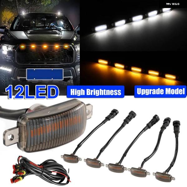 並行輸入品汎 カーLED グリル ライトスモーク アンバー ホワイト12LED グリル ライトライト...